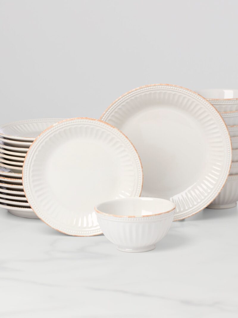 French Perle Groove 24-Piece Dinnerware Set